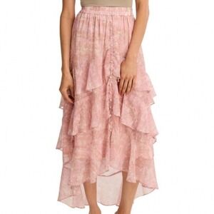 Allison New York Womens Ella Midi Skirt Blush Kaleidoscope Tiered Floral Small